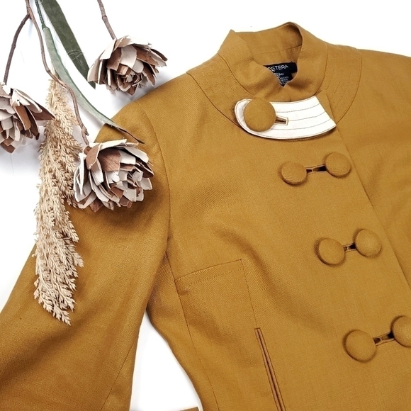 Etcetera Mustard Yellow Gold Double Button Jacket Sz 2 - Picture 4 of 15